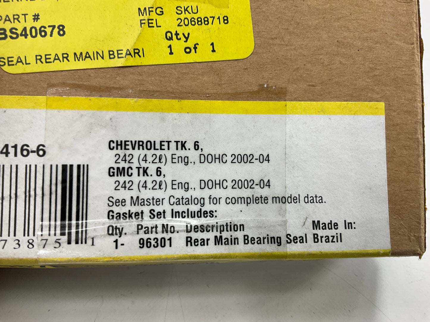 Fel-pro BS40678 Engine Rear Main Bearing Seal Gasket 02-09 GM GMC 4.2L