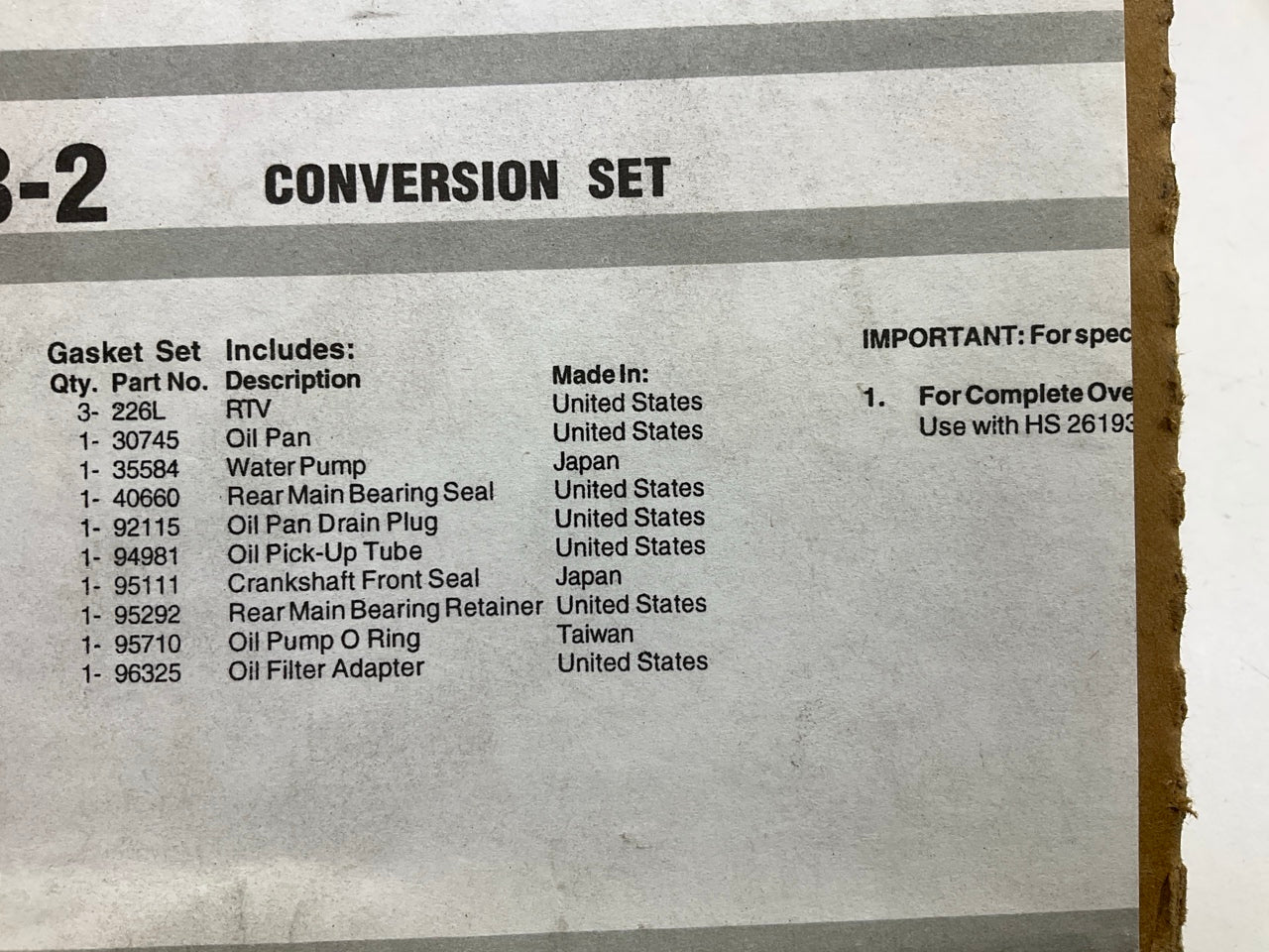 Fel-Pro CS26193-2 Conversion (Lower) Gasket Set For 1997-2004 Diamante 3.5L-V6