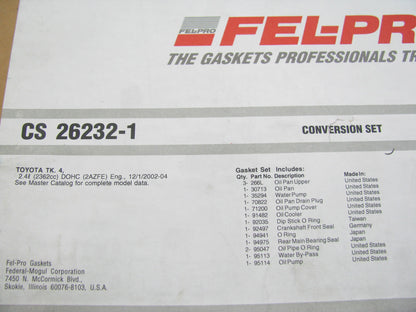 Fel-pro CS26232-1 Conversion Lower Gasket Set for 2003-2008 Toyota 2.4L-L4