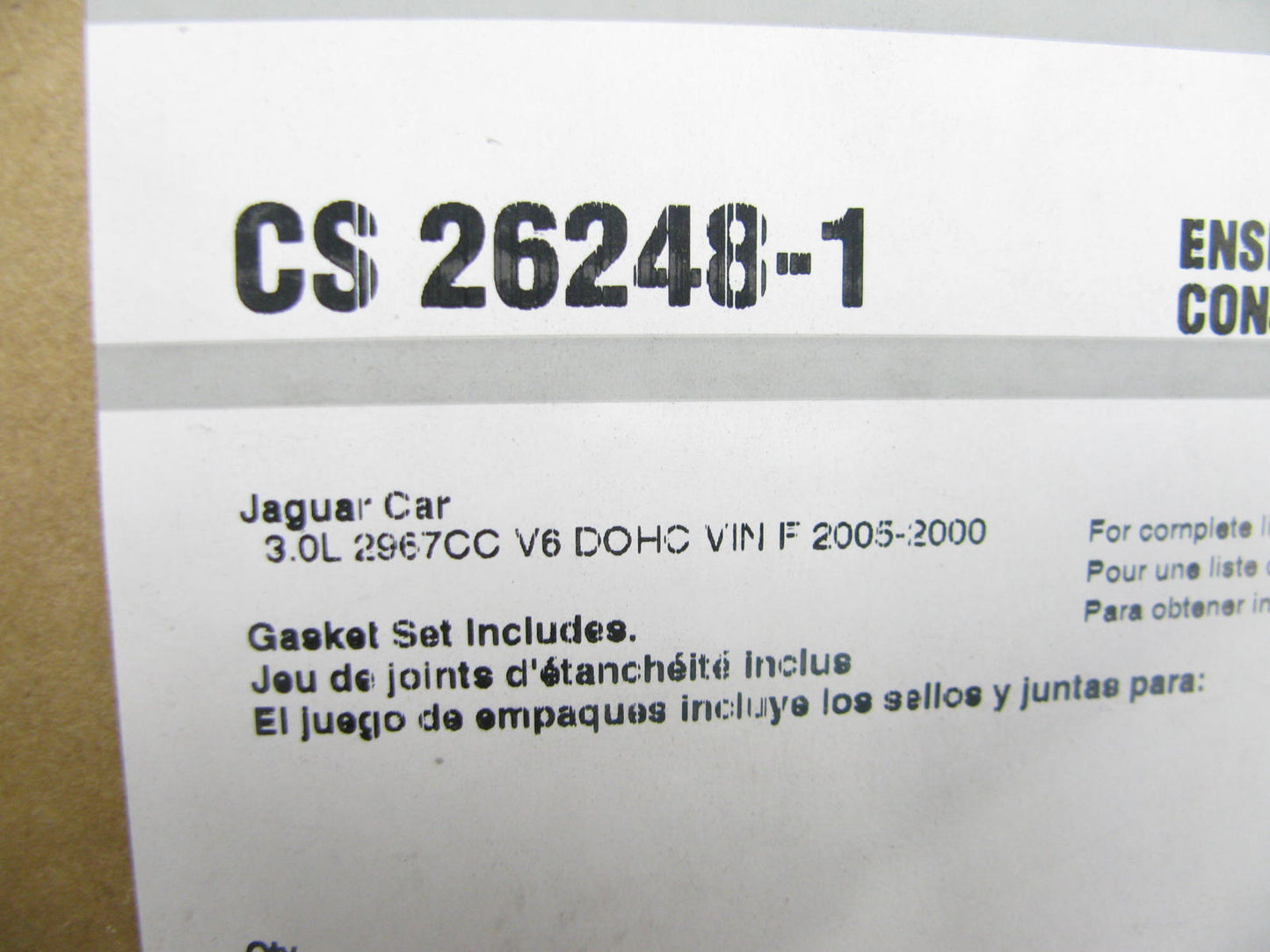 Fel-pro CS26248-1 Conversion (Lower) Gasket Set For 2000-07 Jaguar 2.5L 3.0L