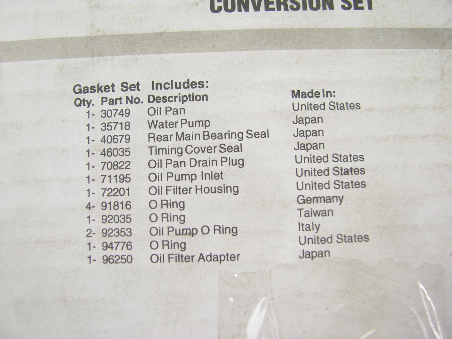 Fel-pro CS26262-1 Conversion Lower Oil Pan Gasket Set 06-10 Lexus SC430 4.3L V8