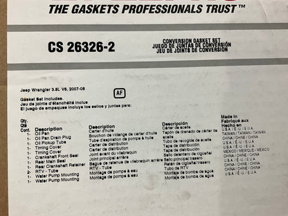 Fel-Pro CS26326-2 Conversion (Lower) Gasket Set For 2007-2008 Jeep Wrangler 3.8L