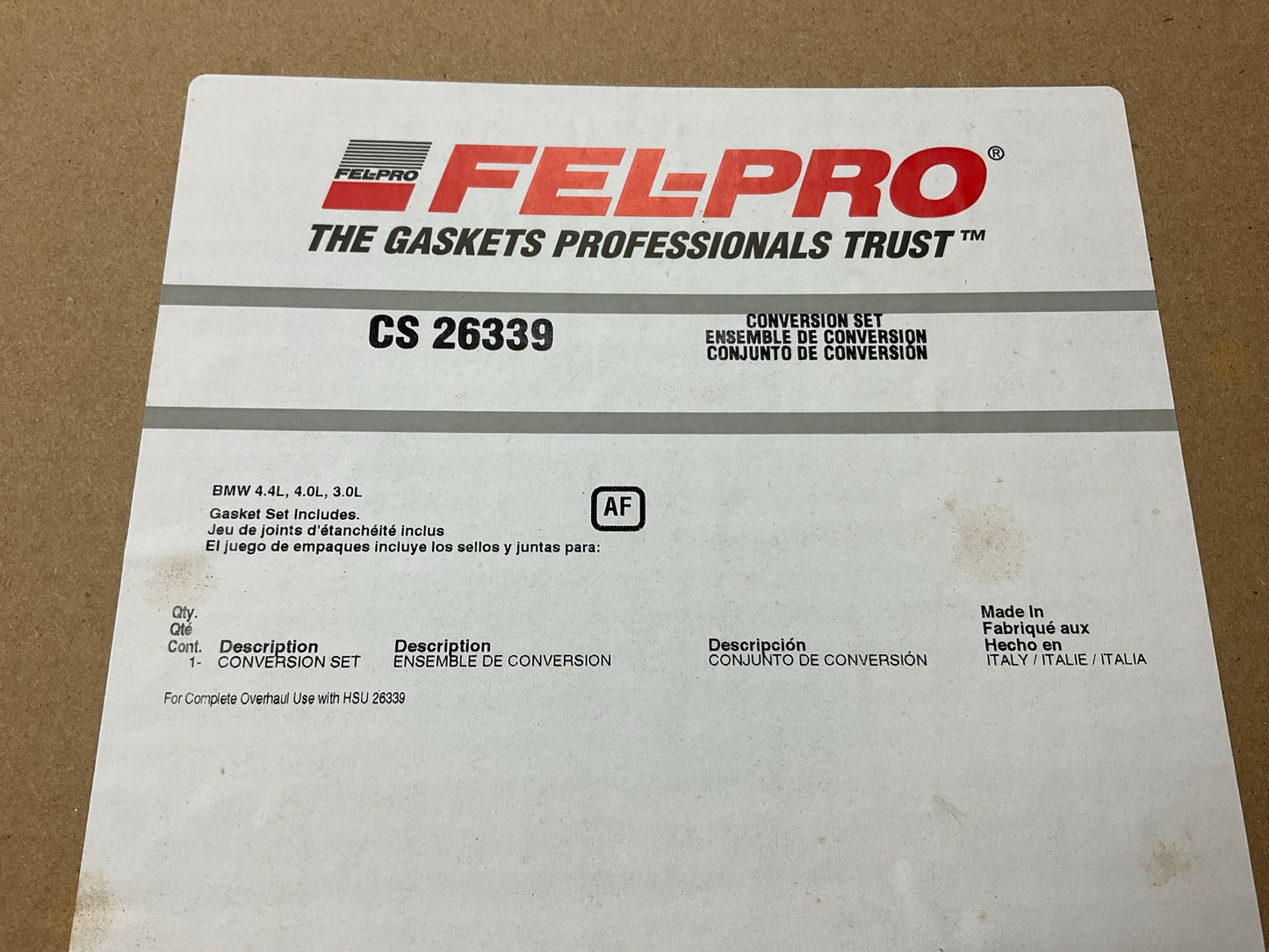 Fel-pro CS26339 Conversion (Lower Engine) Gasket Set 1993-2003 BMW 4,0L 4.4L V8