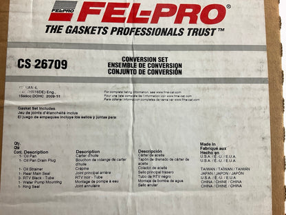Fel-Pro CS26709 Conversion (Lower) Gasket Set For 2009-2011 Nissan Versa 1.6L-L4