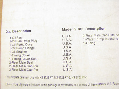 Fel-pro CS8142-1 Conversion Lower Gasket Set for 1983-1985 Buick 3.0L 3.8L-V6