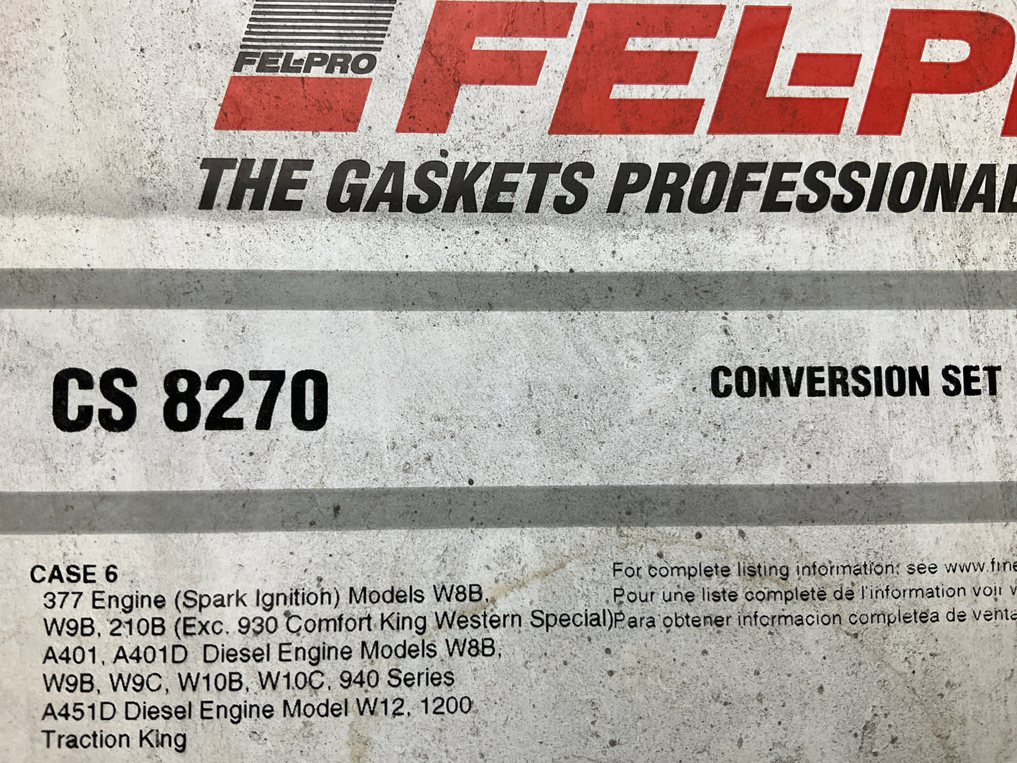 Fel-pro CS8270 Conversion (Lower) Gasket Set For Case 377 A401 A401D A451D