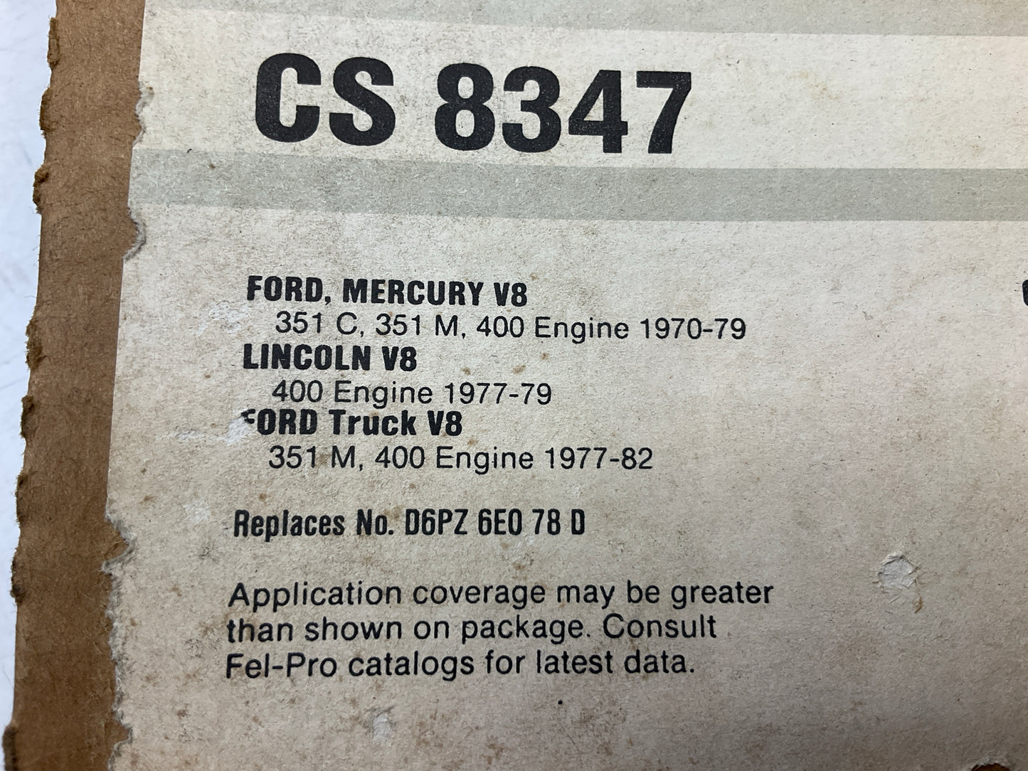 Fel-Pro CS8347 Conversion (Lower) Gasket Set 1970-1982 Ford 351C 351M 400-V8