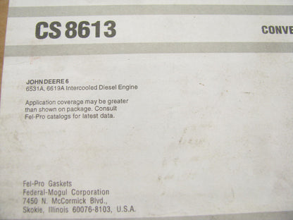Fel-pro CS8613 Conversion Lower Gasket Set For John Deere 3531A 6619A Diesel
