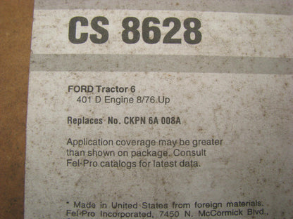 Fel-pro CS8628 Conversion Lower Gasket Set for Ford Tractor 401D Diesel