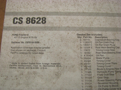 Fel-pro CS8628 Conversion Lower Gasket Set for Ford Tractor 401D Diesel