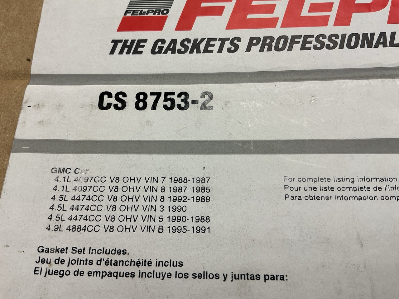 Fel-pro CS8753-2 Conversion (Lower) Oil Pan Gasket Set - Cadillac 4.1 4.5 4.9 V8