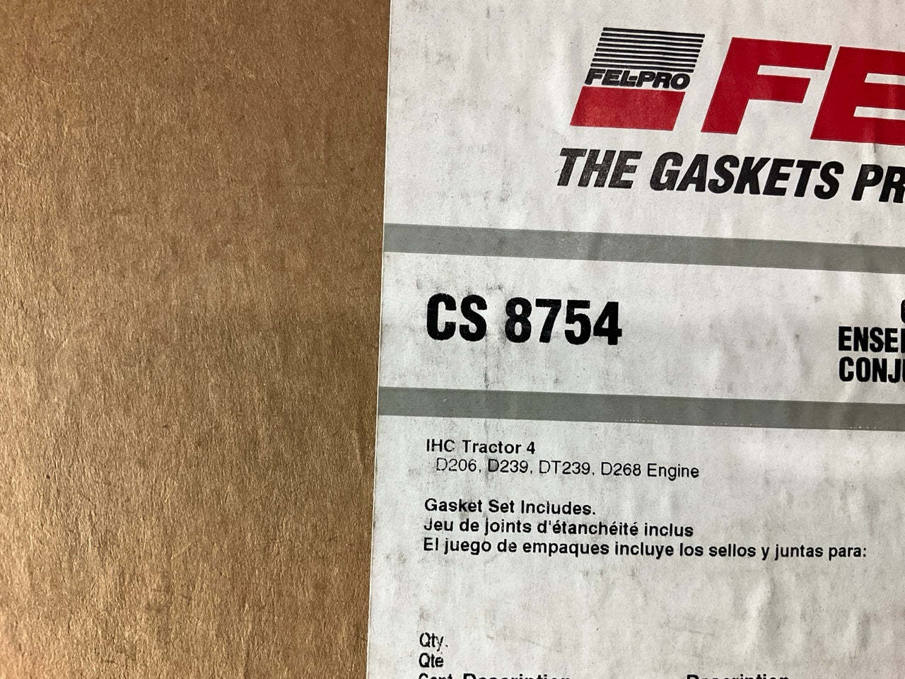Fel-pro CS8754 Conversion (Lower) Gasket Set For IHC D206 , D239, DT239 , D268