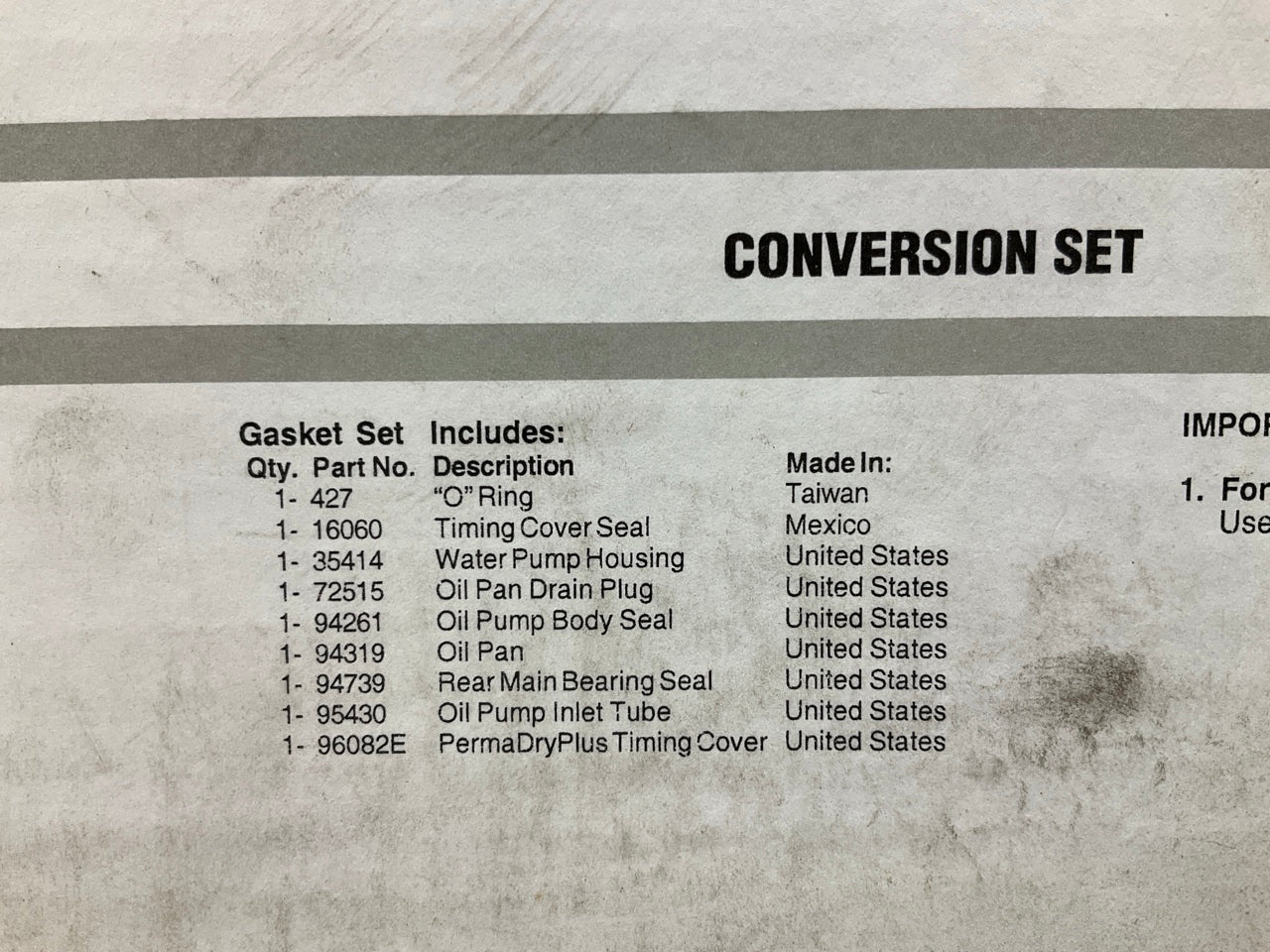 Fel-pro CS8857-4 Conversion (Lower) Gasket Set For 1988 Ford Mercury 3.8L-V6