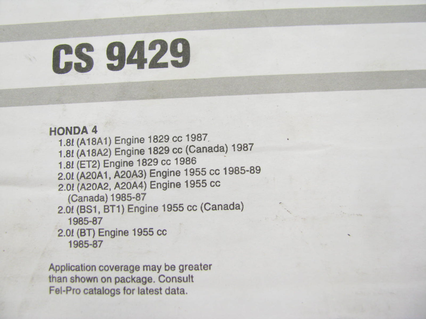 Fel-pro CS9429 Conversion Lower Gasket Set For 1985-1989 Honda 1.8L 2.0L-L4