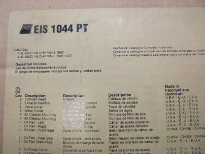 Fel-pro EIS1044PT Engine Rebuild Gasket Set 1977-1982 Chevrolet GMC Car 4.3L-V6
