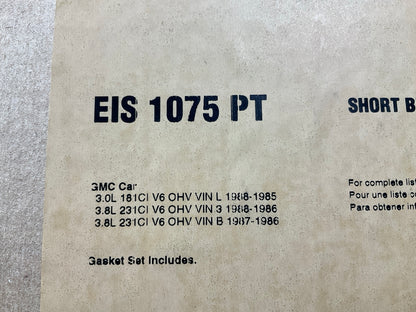 Fel-Pro EIS1075PT Engine Rebuilder Gasket Set For 1985-1988 Buick 3.0L 3.8L FWD