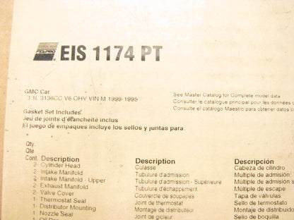 Fel-pro EIS1174PT Engine Short Block Gasket Set for 1995-1999 GM 3.1L-V6