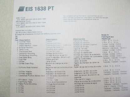 Fel-pro EIS1638PT Engine Rebuilder Gasket Set 1996-02 GMC Chevy Vortec 5700 L31