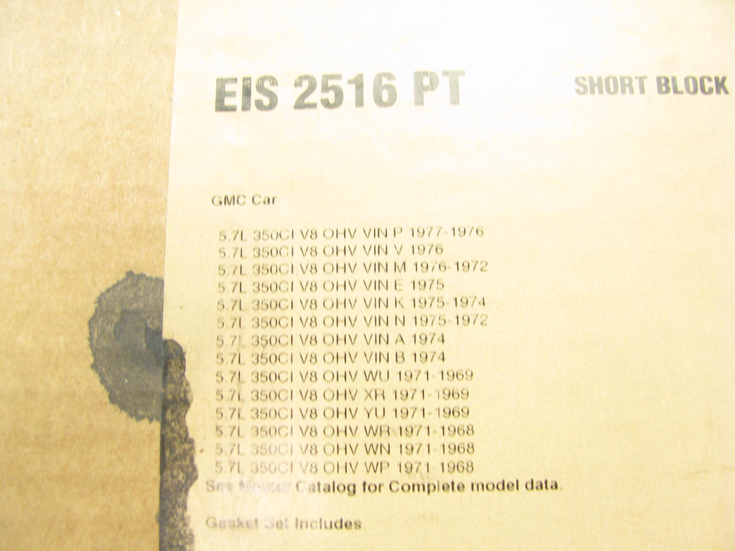 Fel-pro EIS2516PT Short Block Gasket Set For 1968-1977 Chevrolet GMC 350-V8