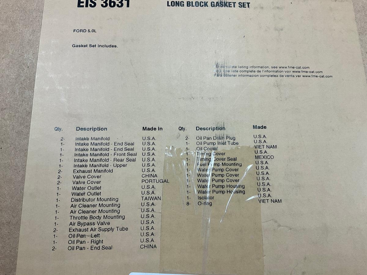 Fel-pro EIS3631 Engine Rebuilder Short Block Gasket Set - Ford 302 5.0 V8