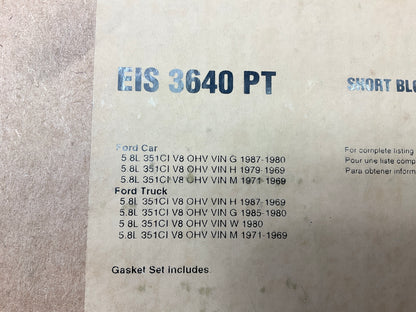 Fel-Pro EIS3640PT Engine Rebuilder Gasket Set For 1969-1986 Ford 351W-V8