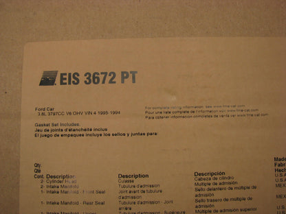 Fel-pro EIS3672PT Engine Short Block Gasket Set for 1994-1995 Ford 3.8L-V6