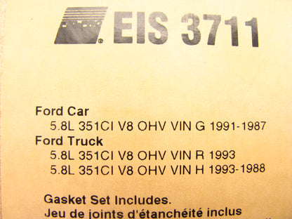 Fel-pro PARTIAL Engine Rebuild Gasket Set 1987-1993 Ford 351 5.8L TRUCK V8 351W