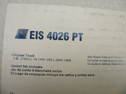 Fel-pro EIS4026PT PARTIAL Engine Rebuild Gasket Set For 98-00 Caravan 3.8L V6