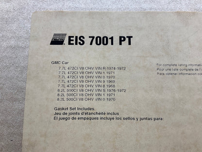 Fel-pro EIS7001PT Engine Short Block Rebuilder Gasket Set - Cadillac 472 500 V8