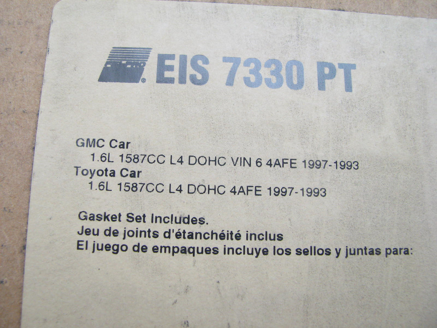 Fel-pro EIS7330PT Cylinder Head Gasket Set For 93-97 Toyota 1.6L 4AFE 4AF I4