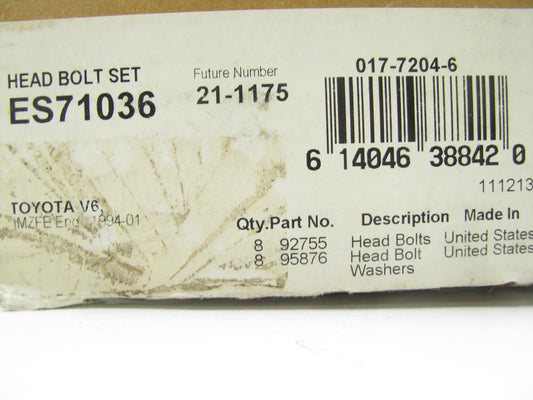 Fel-pro ES71036 Engine Cylinder Head Bolt Set For 1994-2010 Toyota 3.0L 3.3L-V6