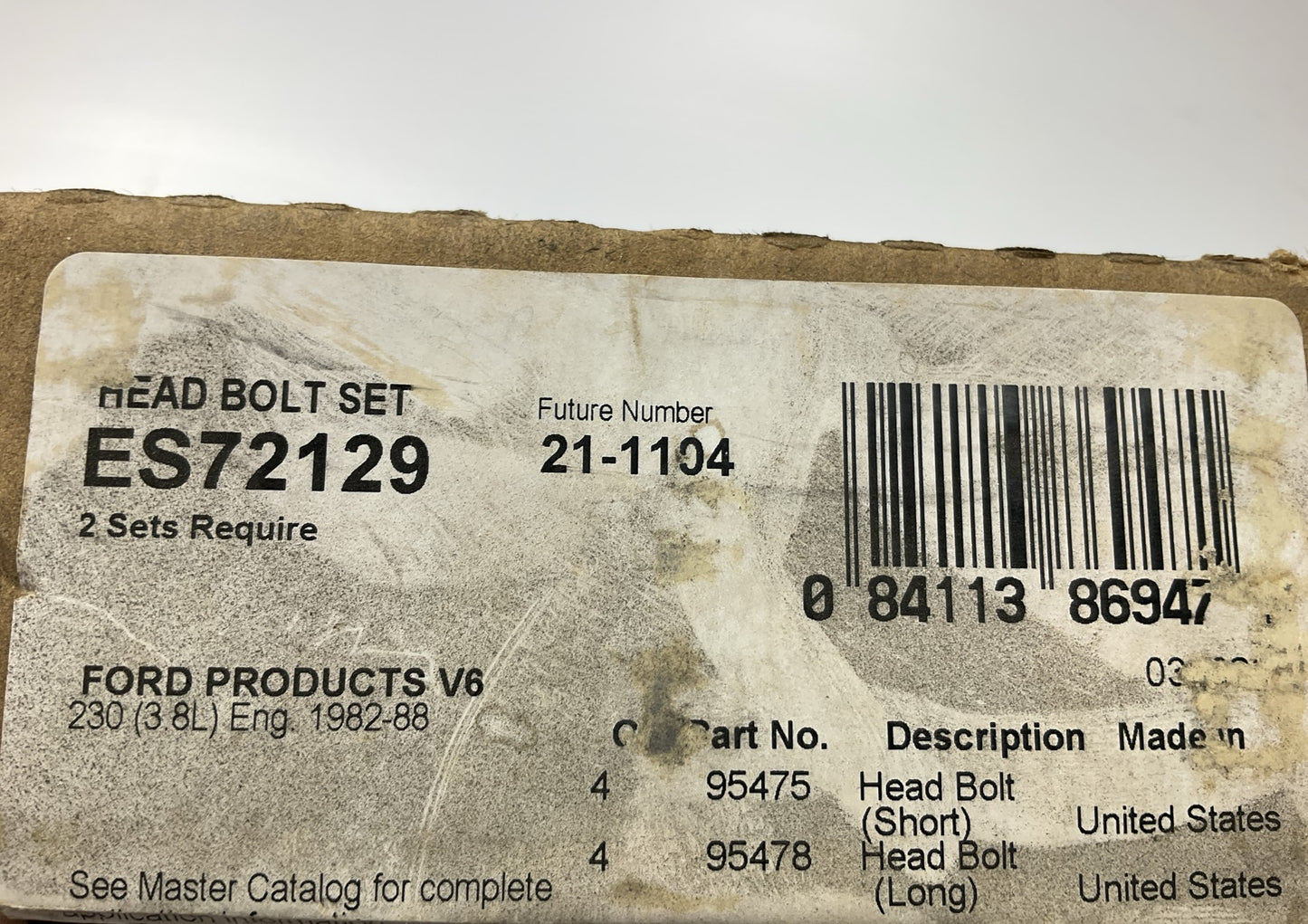 Fel-pro ES72129 Engine Cylinder Head Bolt Set - 1982-1988 Ford 232 3.8L V6