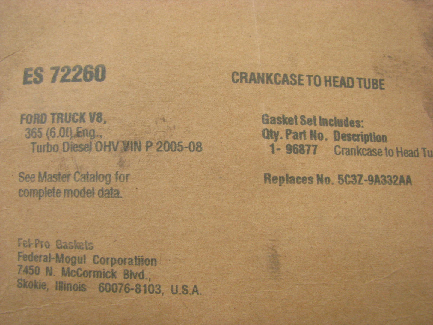 FEL-PRO ES72260 Crankcase To Head Tube Seal For 05-10 Ford 6.0L Turbo DIESEL V8