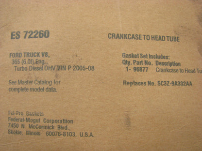 FEL-PRO ES72260 Crankcase To Head Tube Seal For 05-10 Ford 6.0L Turbo DIESEL V8