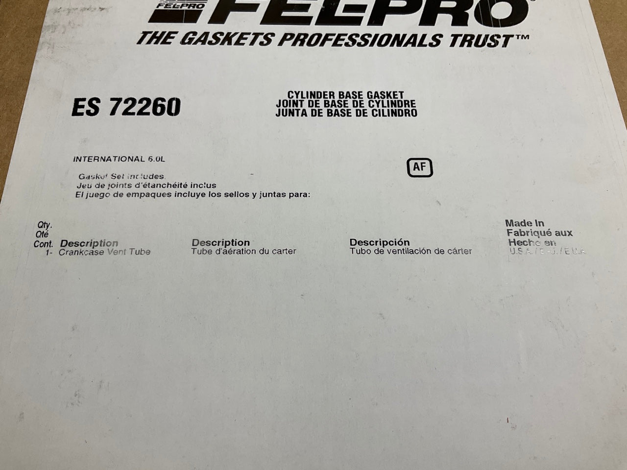 FEL-PRO ES72260 Crankcase To Head Tube Seal For 05-10 Ford 6.0L Turbo DIESEL V8