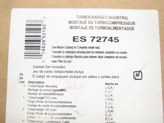 Fel-pro ES72745 Turbocharger Mounting Gasket Set For 2011-13 Subaru WRX STI 2.5L