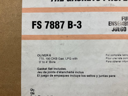 Fel-pro FS7887B-3 Engine Rebuild Gasket Set Oliver 770 3.2L 3.5L Tractor LPG Gas