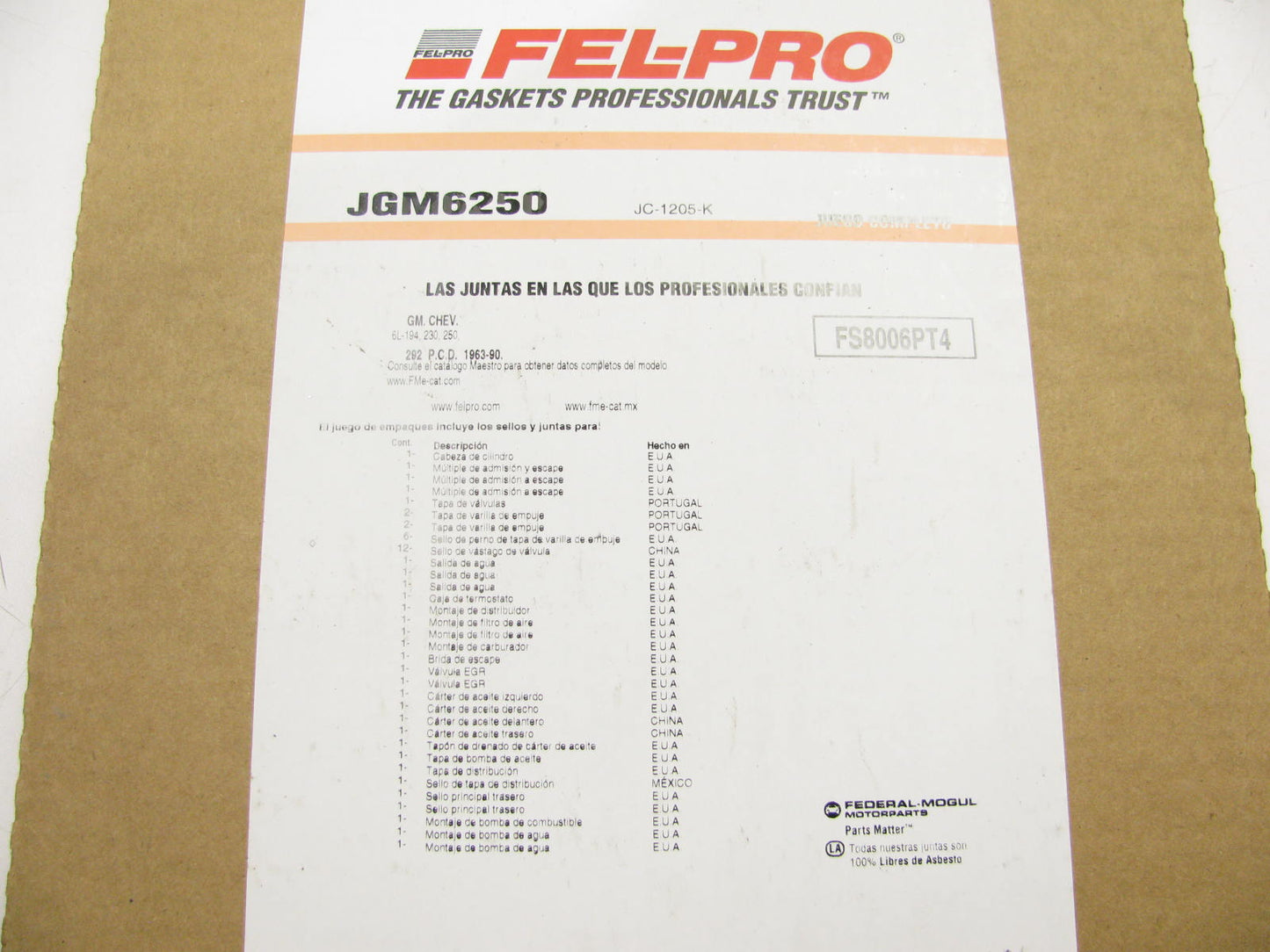 Fel-pro FS8695PT Engine Full Overhaul Gasket Set for 1979 Chevy GMC 4.1L 250-L6