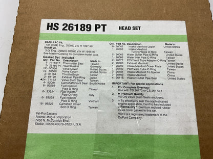 Fel-Pro HS26189PT Cylinder Head Gasket Set For 1995-1997 Saab 9000 3.0L-V6