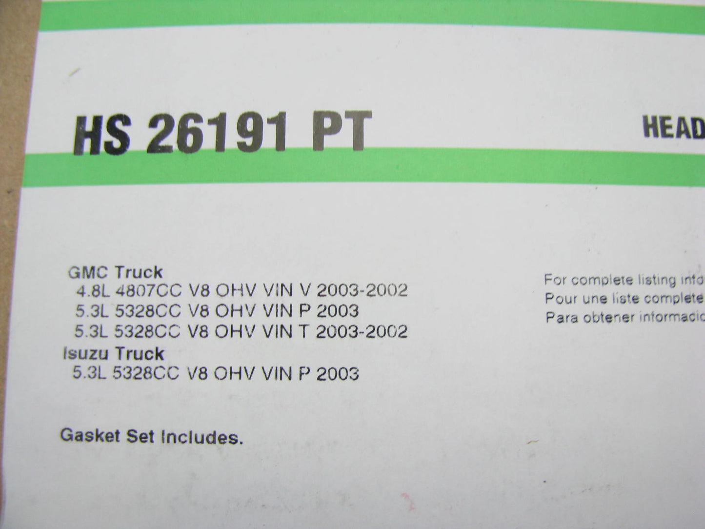 Fel-Pro HS26191PT Cylinder Head Gasket Set For 2002-2003 4.8L 5.3L GM LS Engines