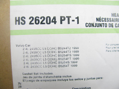Fel-pro HS26204PT-1 Cylinder Head Gasket Set For 1999 Volvo 2.3L I5 DOHC Turbo