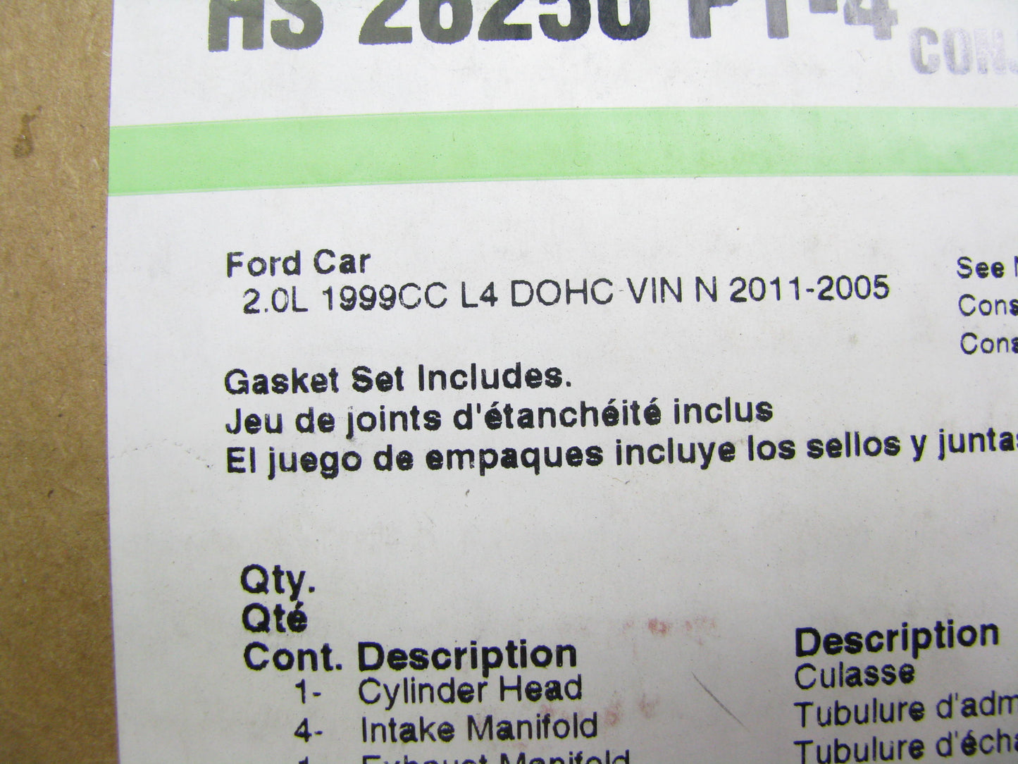 Fel-pro HS26250PT-4 Cylinder Head Gasket Set 2003-2011 Ford Mazda 2.0L 2.3L-L4