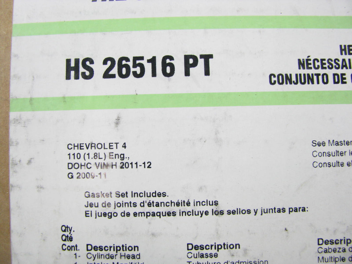 Fel-pro HS26516PT Cylinder Head Gasket Set 2009-11 Chevrolet Pontiac 1.6L-L4