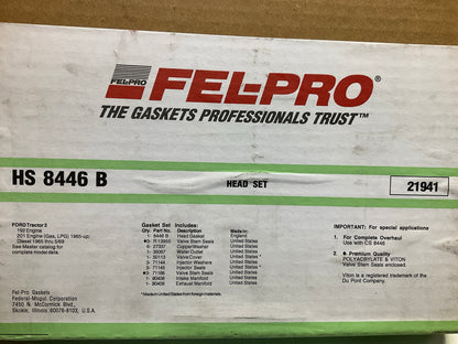 Fel-pro HS8446B Head Gasket Set Ford 4000, 4600, 4610 3 Cyl 192 201 Gas & Diesel