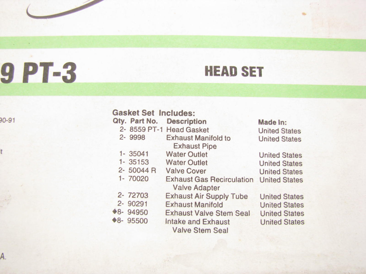 Fel-pro HS8559PT3 Cylinder Head Gasket Set for 1990-1991 Ford Truck 370 429-V8