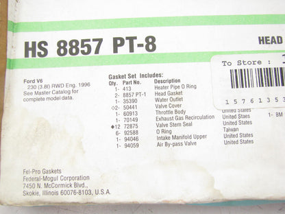 Fel-pro HS8857PT-8 Engine Cylinder Head Gasket Set For 1996 Ford 3.8L-V6 Type 2