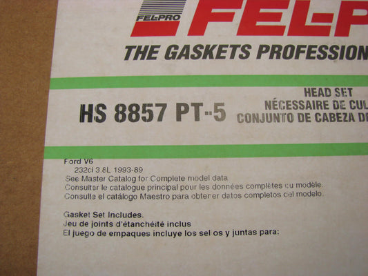FEL-PRO HS8857PT5 Cylinder Head Gasket Set 1989-1993 Thunderbird Cougar 3.8L V6