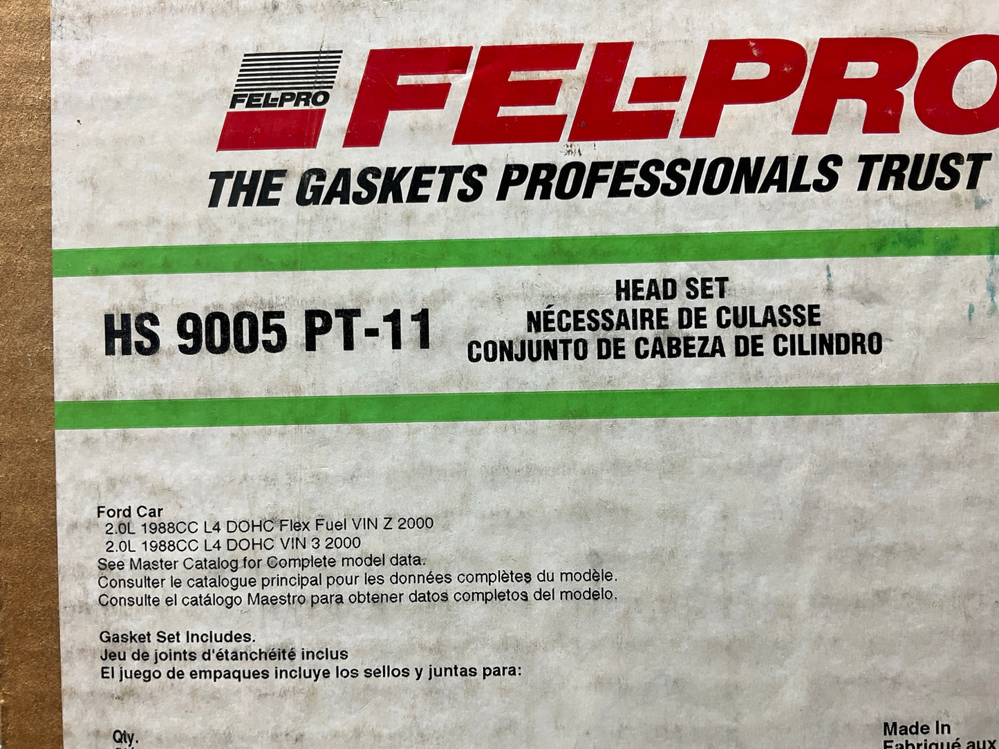 Fel-pro HS9005PT-11 Cylinder Head Gasket Set 2000 Contour, Mystique 2.0L-L4 DOHC