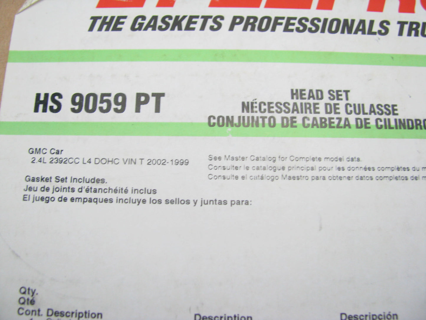 FEL-PRO HS9059PT Cylinder Head Gasket Set - 1999-2002 Chevy Pontiac Olds 2.4L