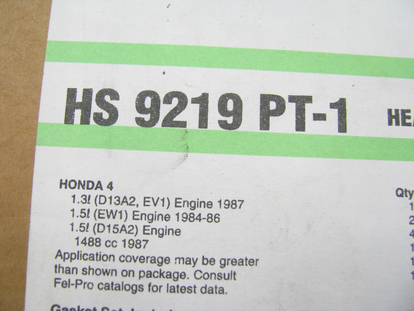 Fel-pro HS9219PT1 Cylinder Head Gasket Set - 1984-1987 Honda Civic 1.3L 1.5L